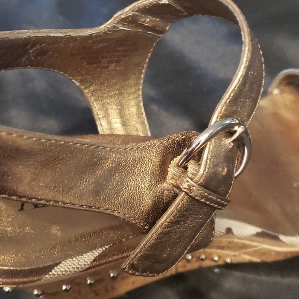 Anne Klein Finella cork heeled sandal in bronze - Picture 8 of 11